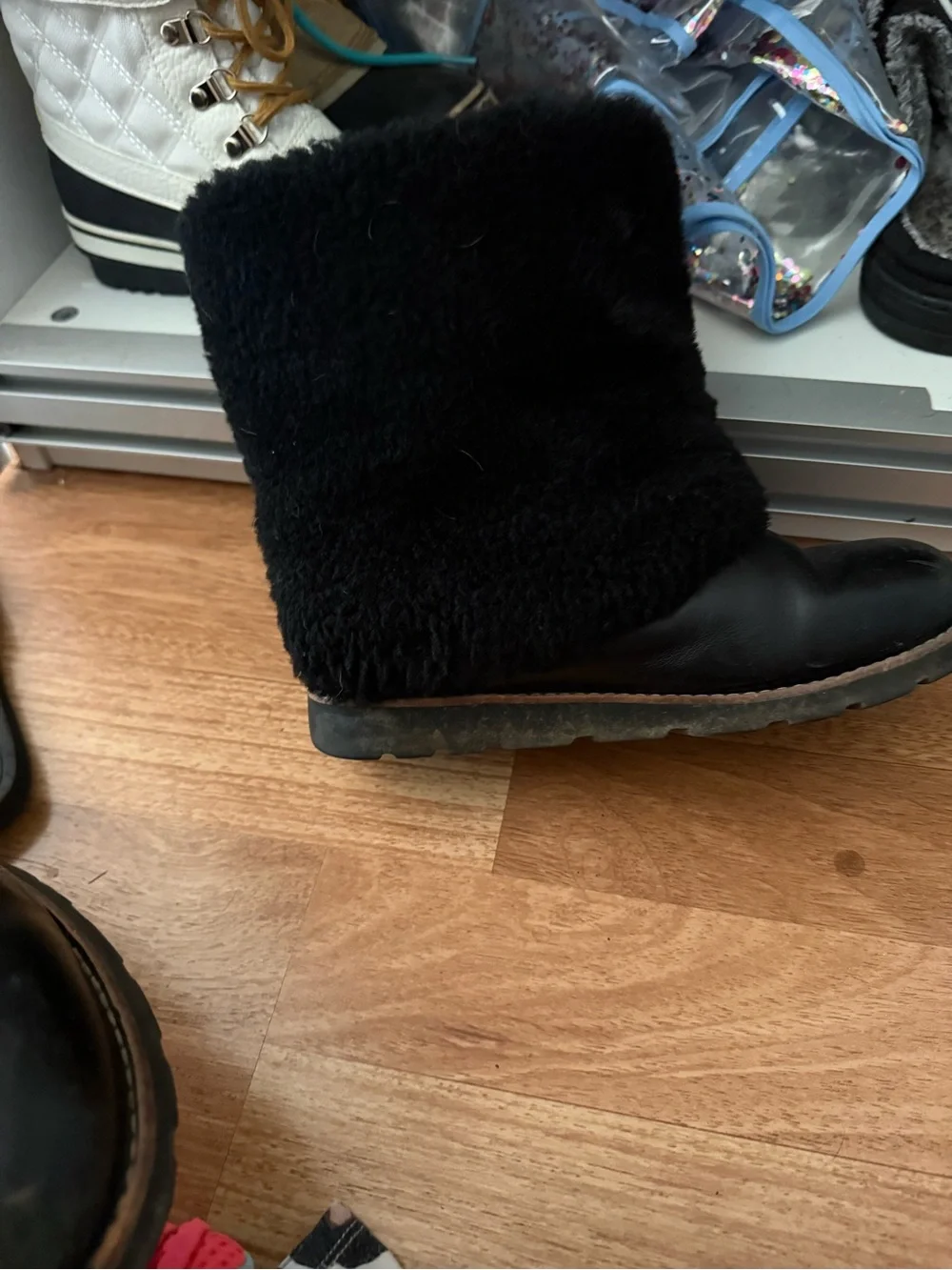 UGG Black Shearling Mid-Calf Winter Boots